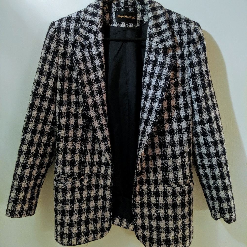 Vintage Houndstooth Blazer 100% Wool
